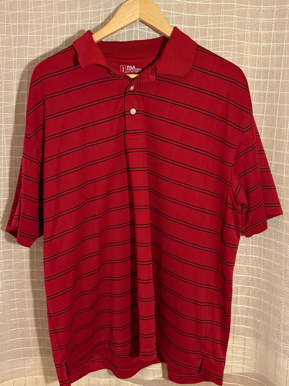 PGA TOUR Red Polo with Black Stripe Detail
